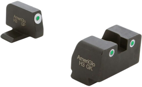 AmeriGlo XD181 Optic Compatible Sight Set for Springfield Armory XD  Green Tritium White Outline Front Sight-Green Tritium White Outline Rear Sight