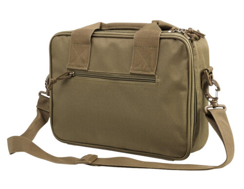 109683.jpg NcStar CPDX2971T VISM Double Pistol Range Bag w/ Mag Pouches Loop Fasteners Zippers Padding & Tan Finish