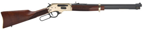 Henry H0243030 Side Gate  Full Size 30-30 Win 5+1 20" Blued Steel Barrel, Polished Brass Receiver, American Walnut Stock Right Hand