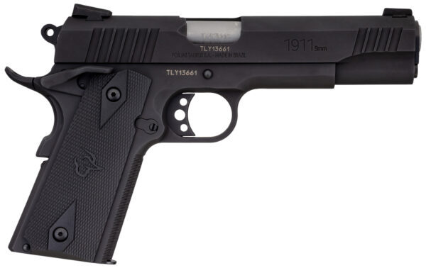 Taurus 11911019MM 1911  9mm Luger 9+1 5" Barrel, Matte Black Finish Beavertail Frame, Serrated Matte Black Steel Slide & Checkered Polymer Grip Includes Magazine