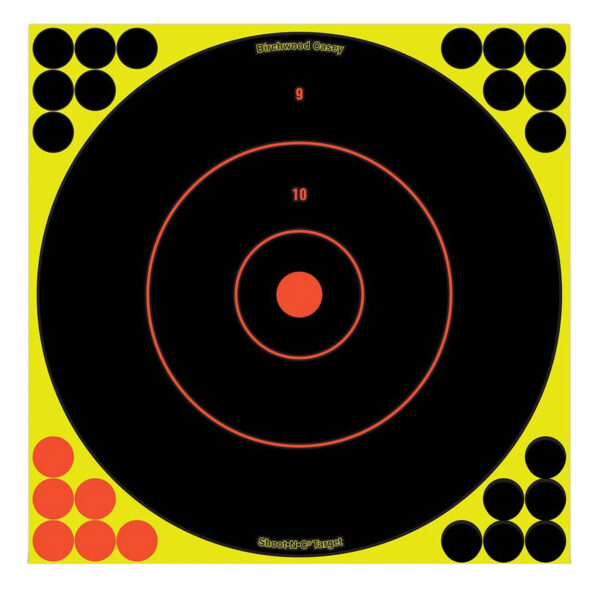 115971.jpg Birchwood Casey 34070 Shoot-N-C Reactive Target Self-Adhesive Paper Black/Yellow/Red 12" Bullseye 100 Pack