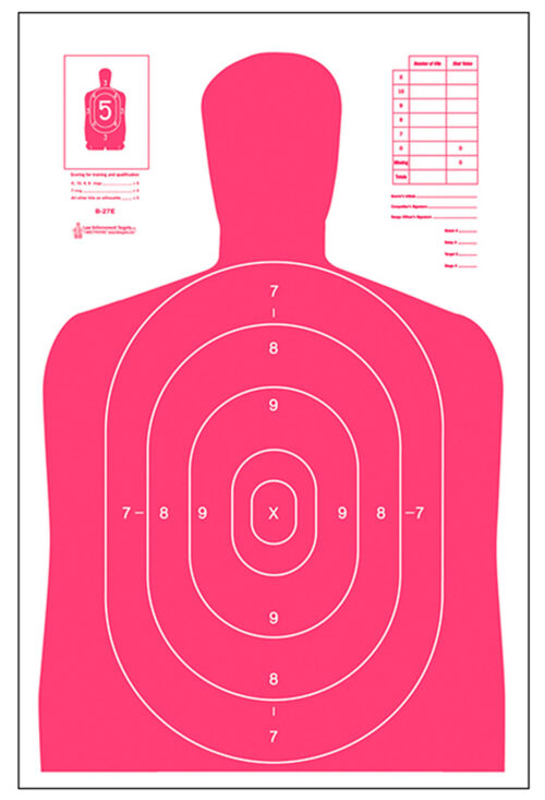 Action Target B27ERD100 Qualification High Visibility Fluorescent Silhouette Paper 23" x 35" Red/White 100 Per Box