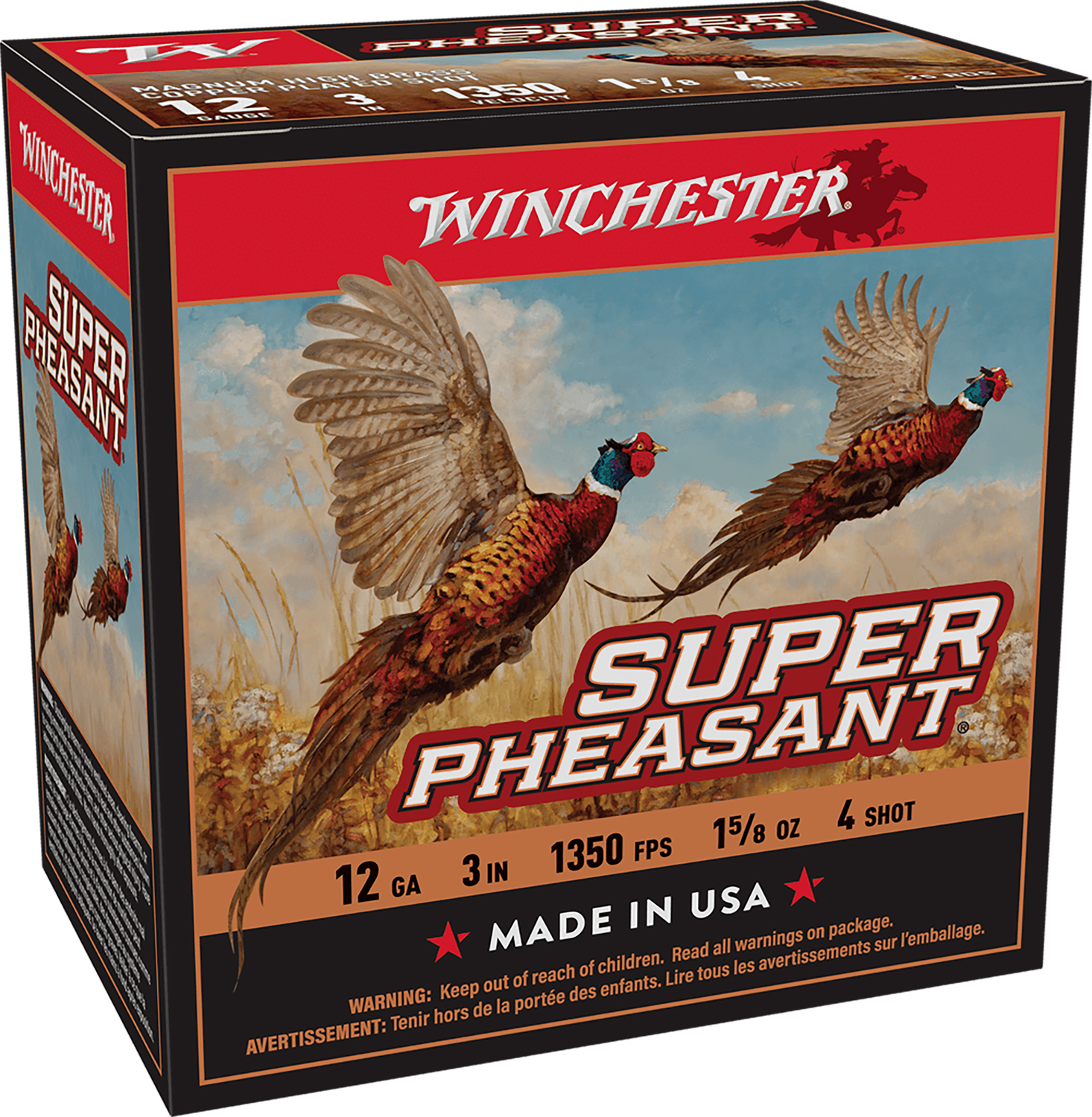 116869.jpg Winchester Ammo X123PH4 Super Pheasant Magnum High Brass 12Gauge 3" 1 5/8oz 4Shot 25 Per Box/10 Case