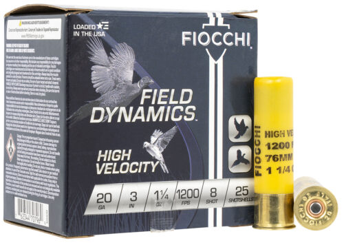 116902.jpg Fiocchi 203HV8 Field Dynamics High Velocity 20Gauge 3" 1 1/4oz 8Shot 25 Per Box/10 Case