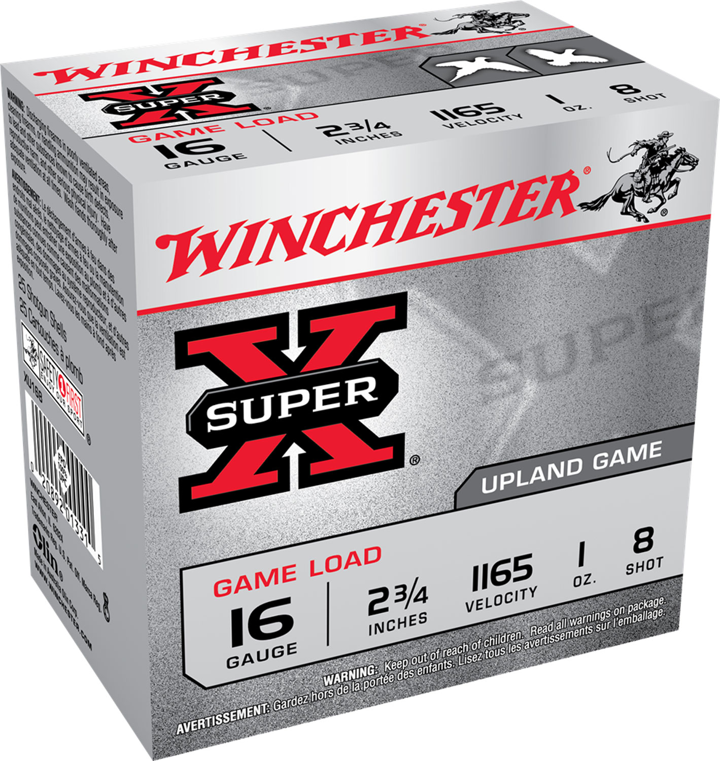 116942.jpg Winchester Ammo XU168 Super X Game Load 16Gauge 2.75" 1oz 8Shot 25 Per Box/10 Case