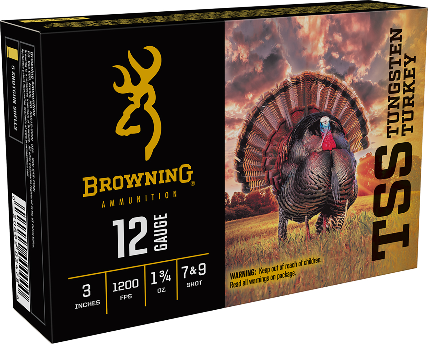 117667.jpg Browning Ammo B193921230 TSS Tungsten Turkey 12Gauge 3" 1 3/4oz Tungsten 7/9Shot 5 Per Box/10 Case