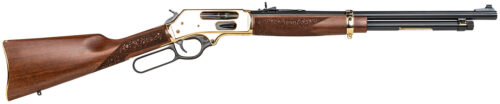 Henry H0244570 Side Gate  Full Size 45-70 Gov 5+1 19.80" Blued Steel Barrel, Polished Brass Receiver, American Walnut Stock Right Hand