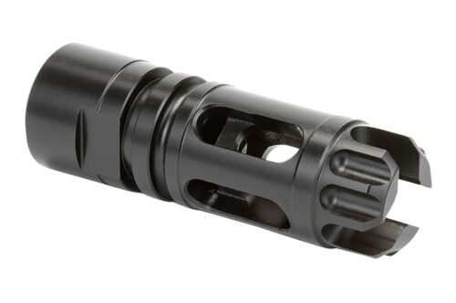 120550-1 Griffin Armament XHP762FCM Gate-LOK Flash Comp Black Nitride 17-4 Stainless Steel with 5/8"-24 tpi Threads, 2.77" OAL & .863" Diameter for 30 Cal 30SD, M4SD Silencers & QD Blast Shield