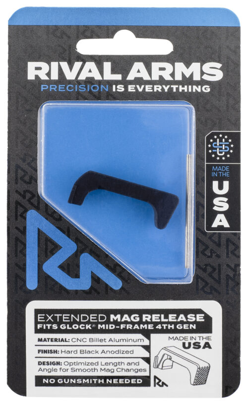 Rival Arms RA72G002A Magazine Release  Glock Gen4 Extended Hard Black Anodized Aluminum