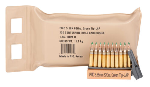 125429.jpg PMC 556(M55)BP X-Tac Battle Pack 5.56x45mmNATO 62gr Light Armor Piercing Green Tip 120 Per Box/5 Case
