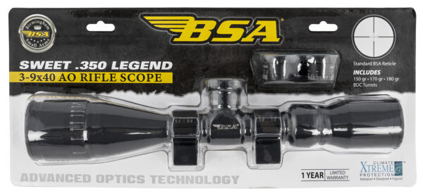 128507.jpg BSA 35039X40AOWRTB Sweet 350 Legend Black Matte 3-9x40mm AO 1" Tube 30/30 Reticle Features Weaver Rings