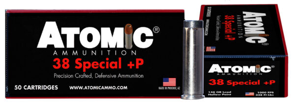 129708.jpg Atomic Ammunition 00419 Pistol Precision Craft 38Special +P 148gr Lead Hollow Point 50 Per Box/10 Case