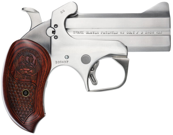 13124.jpg Bond Arms BASS Snakeslayer Original 45 Colt (Long Colt) 410 Gauge 2rd Shot 3.50" Stainless w/Rosewood Grips