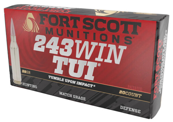 133867.jpg Fort Scott Munitions 243058SCV Tumble Upon Impact (TUI) Rifle 243Win 58gr Solid Copper Spun 20 Per Box/10 Case