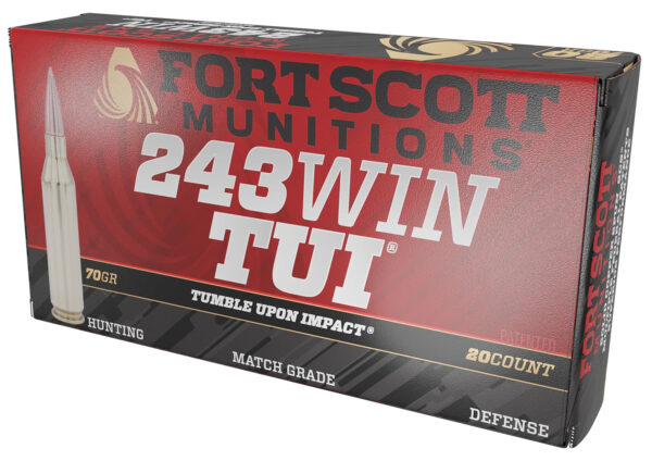 133868.jpg Fort Scott Munitions 243070SCV Tumble Upon Impact (TUI) Rifle 243Win 70gr Solid Copper Spun 20 Per Box/10 Case