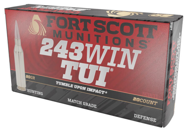 133869.jpg Fort Scott Munitions 243080SCV Tumble Upon Impact (TUI) Rifle 243Win 80gr Solid Copper Spun 20 Per Box/10 Case