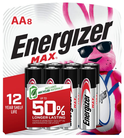 Energizer E91MP8 AA Max Silver 1.5V Alkaline, Qty (8) Single Pack