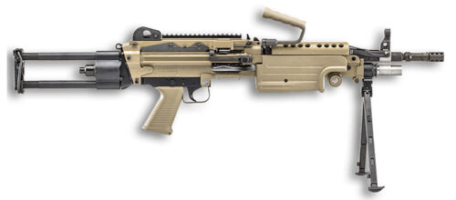 142789.jpg FN 46100172 M249S Para 5.56x45mm NATO 16.10" Barrel 30+1 Mag Or 200rd Belt Capacity, Flat Dark Earth Rotating & Telescoping Stock, Hydraulic Recoil Buffer, Non-Slip Buttplate, Optics Ready