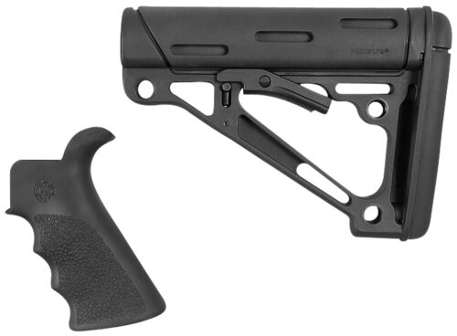 161090.jpg Hogue 15055 OverMolded Combo Kit Black Synthetic with Rubber Overmold, Collapsible Stock, Beavertail Grip with Finger Grooves, Fits Commercial Buffer Tube (Tube Not Included)