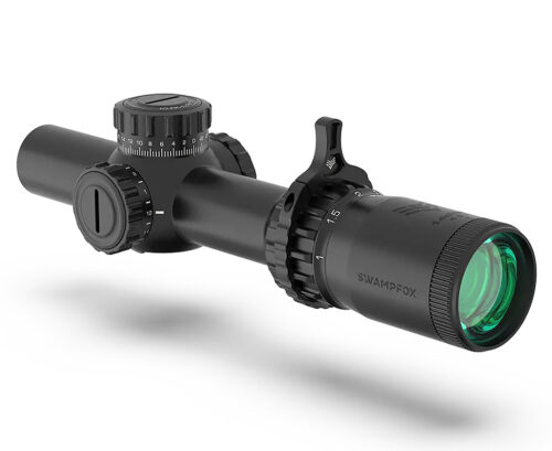 Swampfox Optics THK14241GF Tomahawk II  Black 1-4x 24mm 30mm Tube Bright Fiber Optic Green Reticle