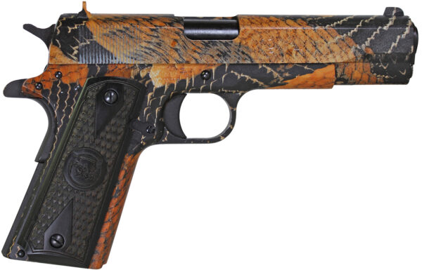 174701.jpg Iver Johnson Arms 1911A1BOA 1911 A1 BOA 45 ACP 8+1 5" Black Steel Barrel, BOA Snakeskin Steel Serrated Slide, BOA Snakeskin Steel Frame w/Beavertail, Black Dymondwood Snakeskin Grip