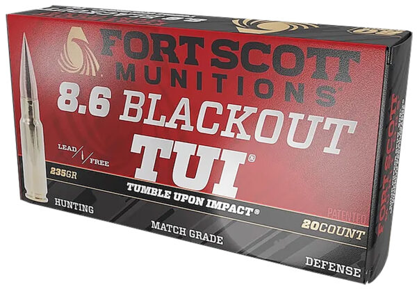 177878.jpg Fort Scott Munitions 86BLK235SCV1 Tumble Upon Impact (TUI) 8.6 Blackout 235 gr 20 Per Box/ 10 Cs