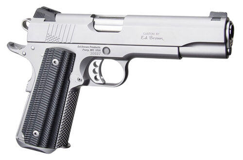 186709.jpg Ed Brown BASESS2A 1911 2nd Amendment 45 ACP 5" Stainless Steel Barrel, Serrated Slide & Frame, Black Alien G10 Grip, Right Hand