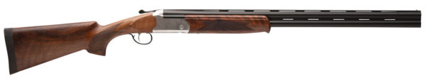 24730 Stevens 22592 555 E 12 Gauge Break Open 3" 2rd 28" Black Satin Over/Under Vent Rib Barrel, Engraved Satin Silver Aluminum Receiver, Fixed Satin Turkish Walnut Stock, Ambidextrous