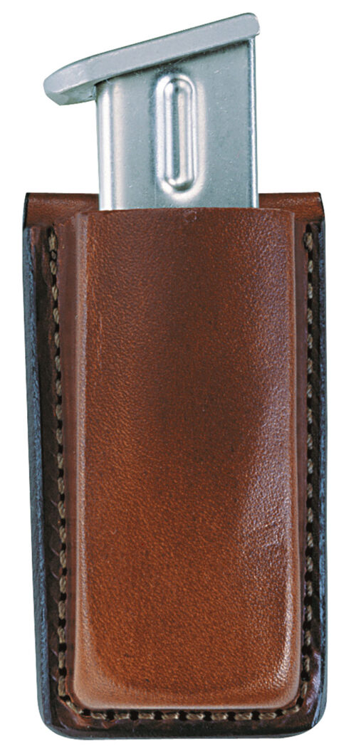 29497-1.jpg Bianchi 10737 Open Top Mag Pouch Single Tan Leather Belt Clip Compatible w/ 9mm/40/ 45/380 Belts 1.75" Wide