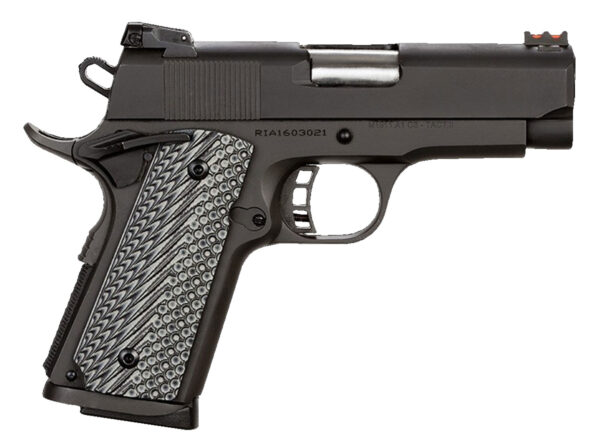 35198.jpg Rock Island 51479 Rock Ultra CS 45 ACP Caliber with 3.50" Barrel, 7+1 Capacity, Overall Black Parkerized Finish Steel, Beavertail Frame, Serrated Slide & Black/Gray G10 Grip
