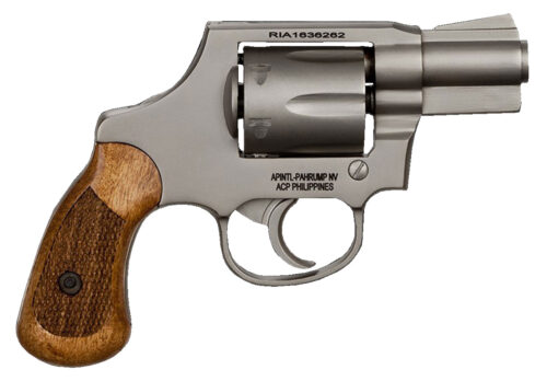 35256.jpg Rock Island 51289 M206 Small Frame 38 Special 6 Shot, 2" Matte Nickel Steel Barrel, Cylinder & Frame, Checkered Wood Grip, Transfer Bar Safety, Concealed Hammer