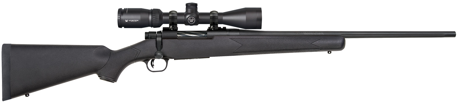 Mossberg 28001 Patriot  6.5 Creedmoor Caliber with 5+1 Capacity, 22" Fluted Barrel, Matte Blued Metal Finish & Black Synthetic Stock Right Hand (Full Size) Includes Vortex Crossfire II 3-9x40mm Scope