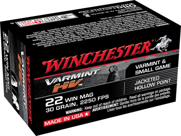 Winchester Ammo S22M2 Varmint HV  22WMR 30gr Jacketed Hollow Point 50 Per Box/40 Case