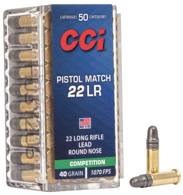 63208.jpg CCI 0051 Pistol Match Competition 22LR 40gr Lead Round Nose 50 Per Box/100 Case