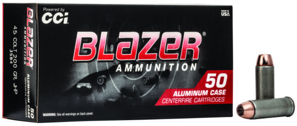 63244.jpg CCI 3584 Blazer Handgun 45Colt 200gr Jacketed Hollow Point 50 Per Box/20 Case