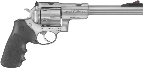 70252.jpg Ruger 5501 Super Redhawk 44 Rem Mag/44 Special 6rd 7.50" Satin Stainless Steel w/Integral Mount Barrel, Satin Stainless Cylinder & Frame, Black Hogue Tamer Monogrip, Transfer Bar Safety