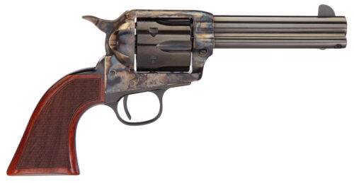 75543-1.jpg Taylors & Company 550821 Runnin Iron 45 Colt (LC) Caliber with 4.75" Blued Finish Barrel, 6rd Capacity Blued Finish Cylinder, Color Case Hardened Finish Steel Frame & Checkered Walnut Grip
