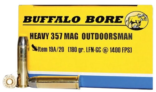 80758 Buffalo Bore Ammunition 19A20 Outdoorsman Strictly Business 357Mag 180gr Hard Cast Flat Nose 20 Per Box/12 Case