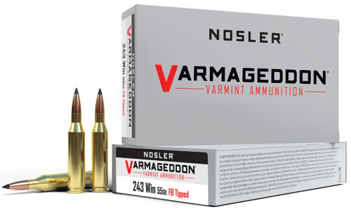 Nosler 65165 Varmageddon  243Win 55gr Flat Base Tipped 20 Per Box/10 Case
