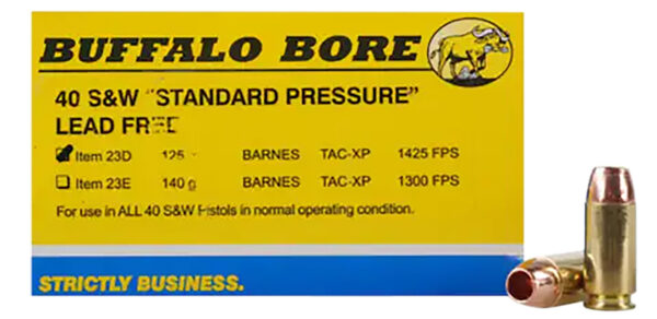 82111.jpg Buffalo Bore Ammunition 23D20 Standard Pressure Strictly Business 40S&W 125gr Barnes TAC-XP Lead Free 20 Per Box/12 Case