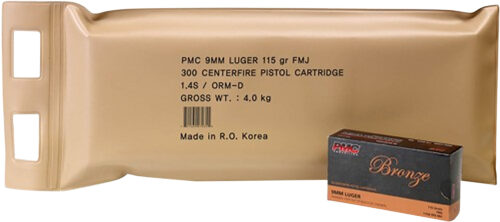 90941.jpg PMC 9ABP Bronze Battle Pack 9mmLuger 115gr Full Metal Jacket 300 Per Box/3 Case