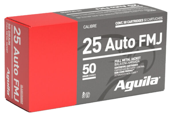 Aguila 1E252110   25ACP 50gr Full Metal Jacket 50 Per Box/20 Case