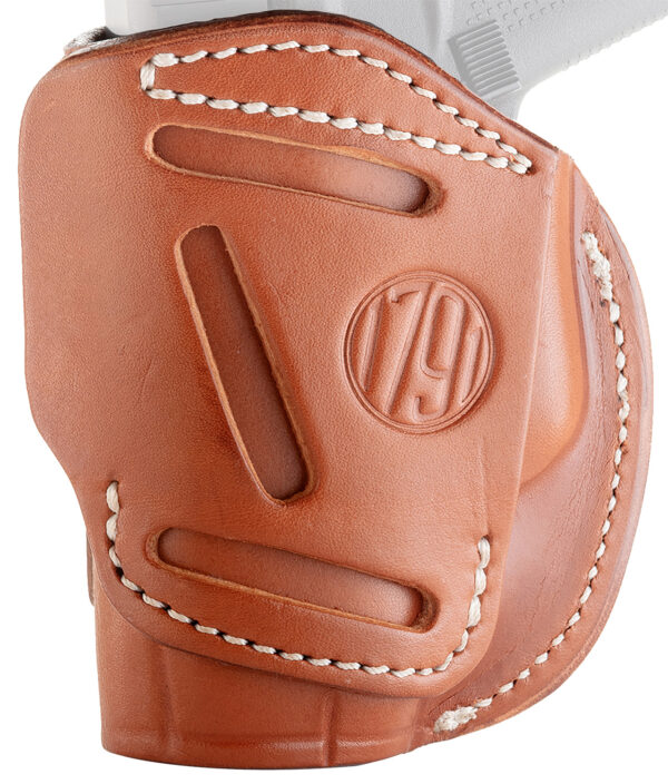 112341.jpg 1791 Gunleather 4WH2CBRR 4-Way IWB/OWB Size 02 Classic Brown Leather Belt Clip Compatible w/Ruger LCP/S&W Bodyguard/Glock 42/43/43X Right Hand