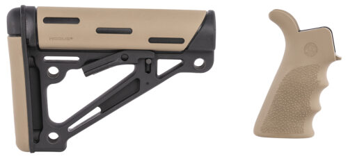 129554 Hogue 15355 OverMolded Collapsible Buttstock Black Synthetic Flat Dark Earth OverMolded Rubber & Flat Dark Earth Rubber Finger Grooved Grip for AR-15, M16 with Commercial Tube (Tube Not Included)