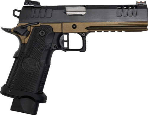 171466 Great Lakes Firearms GL1911DS9FSSBRZ 1911 DS Synergy 9mm Luger 20+1 5" Optic Cut/Serrated Cerakote Black Molded Grip Bronze Frame