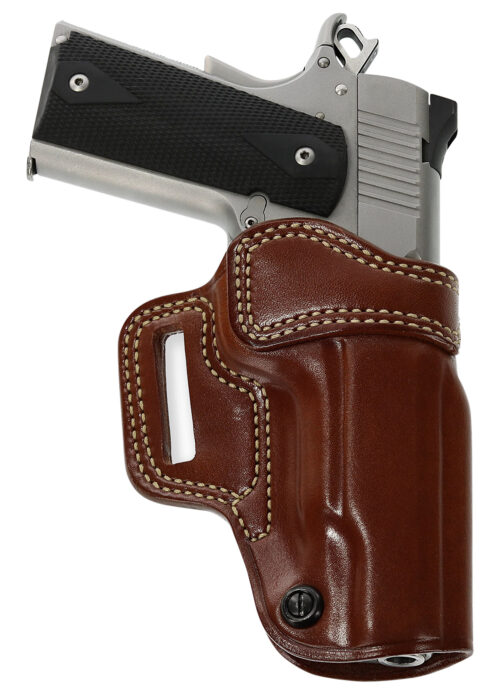 AV212 Kimber MFG Front_Print Galco AV266 Avenger OWB Tan Leather Belt Slide Fits 4-4.25" 1911