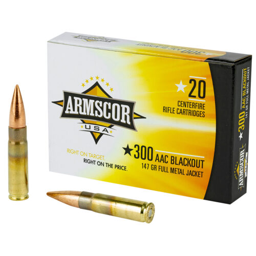35303.jpg Armscor FAC300AAC1N USA 300Blackout 147gr Full Metal Jacket 20 Per Box/10 Case