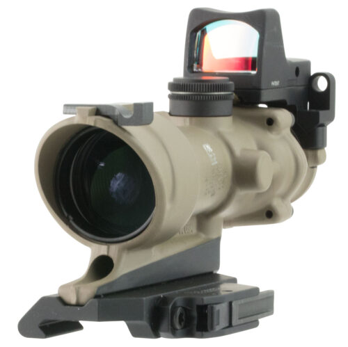 Trijicon 100555 ACOG ECOS Combo Flat Dark Earth 4x32mm Illuminated Amber Crosshair .223 BDC Reticle