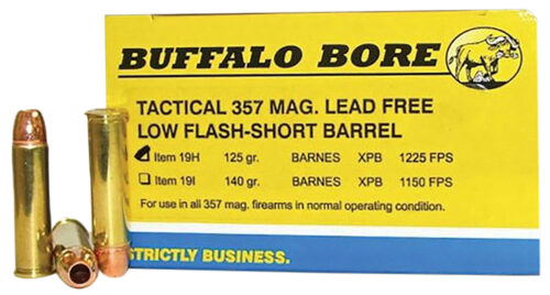 82102 Buffalo Bore Ammunition 19H20 Buffalo-Barnes Strictly Business 357Mag 125gr Barnes VOR-TX XPB Lead Free 20 Per Box/12 Case
