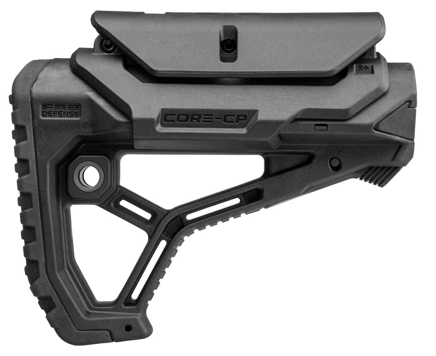 FAB Defense FXGLCORECPB GL-Core Buttstock for AR-15/ M4 w/Adjustable Cheek-Rest Black Fiberglass Reinforced Polymer